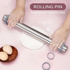 4Pcs Food Grade Adjustable Thickness Stainless Steel Rolling Pin