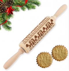 7Pcs Embossed Design Wooden Textured Rolling Pin